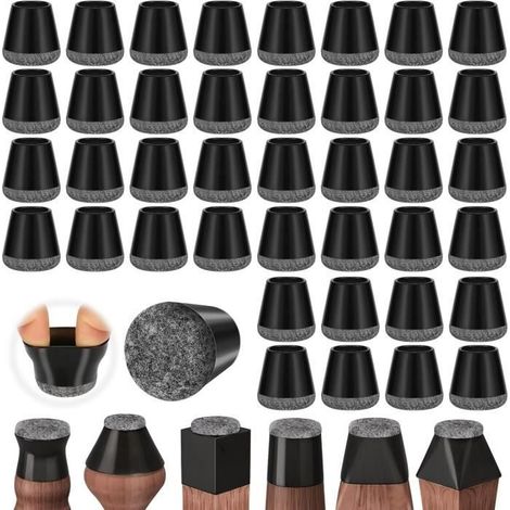 40Pcs Protection Pied de Chaise,Protege Pied de Chaise,Chaise Protecteurs de Sol en Silicone avec Patins en Feutre pour Sols en Bois (1/4)