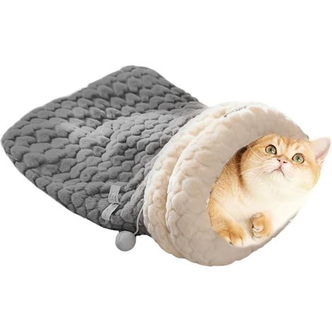 Cat Sack,Plush Winter Pet Rest House Soft Enclosed Sleeping Bag (1/5)