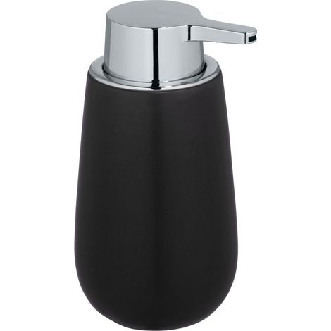 Wenko – Distributeur de savon liquide noir mat – Céramique haut de gamme – Capacité 320 ml – Dimensions 9,5 x 16 x 8 cm (1/5)