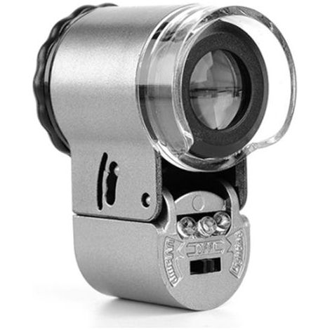 Schmucklupe, faltbare Metalllupe mit LED- und UV-Licht, Taschenlupe zur Untersuchung von Schmuck. (1/5)