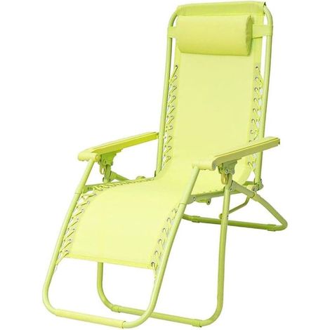 TRADE SHOP - Sedia Sdraio In Textilene Pieghevole Reclinabile Con Poggiatesta Da Giardino Colorata - Giallo (1/2)