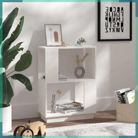 814030 Bibliothèque/Séparateur de pièce Blanc 51x25x70 cm Pin solide (1/5)