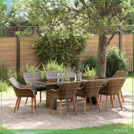 Ensemble de salle à manger pour jardin - 3261626 - Gris - Polyrotin anti-UV - 8 personnes (1/5)