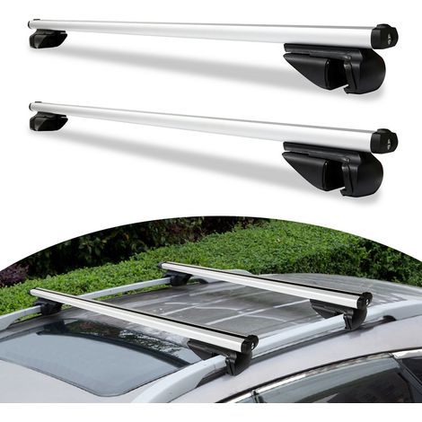 Randaco – Barres de toit en aluminium 124 cm – Charge maximale 150 kg – Serrure antivol avec clé – Compatible avec véhicules à barres de toit