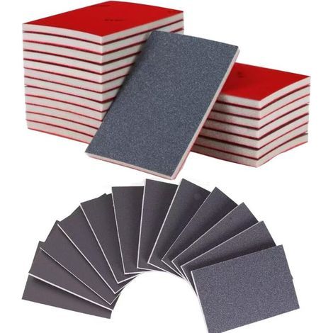 24 pcs Éponge de Ponçage, Polissage Grain 180-3000,Cale a Poncer Kit Papier Abrasif Sec et Humide pour Modèle de Construction Sèche Métal Bois Meubles (1/4)