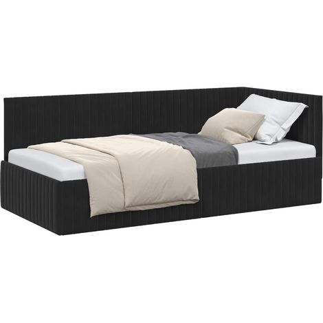 Estructura de cama en esquina Negro 90 cm x 200 cm Terciopelo vidaXL