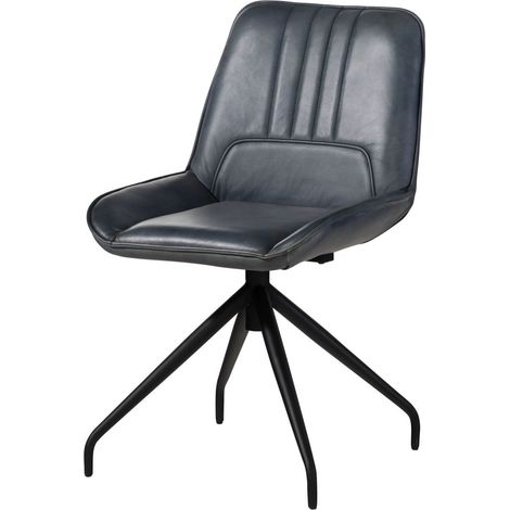 IRON LABEL 510 Sedia in vera pelle - blu 49x56x83