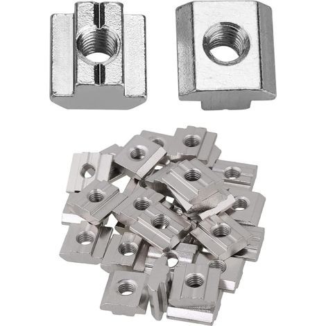 Écrous en T, 50 Piéces Écrous Coulissants en T, Têtes de Marteau de Meubles Fileté, Écrou de Marteau à Rainure en T, Ecrou pour Rainure en T M8, Ecrous Carrés M8 en T pour Profilé en Aluminium (1/5)
