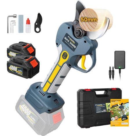 Sécateur Électrique 50 mm avec 2 Batteries pour Vergers  Coupe des Branches Épaisses, Taille Intensive, Moteur Brushless, Arbres Fruitiers, Compatible Perche Télescopique (1/5)