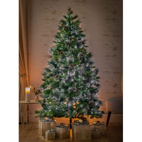 Christmas Artificial Tree Large 6FT Snow Covered Pinecones 758 Tips Xmas D�cor (1/4)