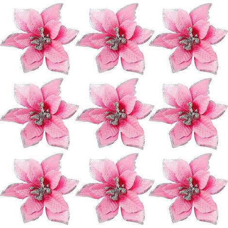 50er-Packung künstliche Weihnachtsstern-Kränze (rosa, 5 Zoll)