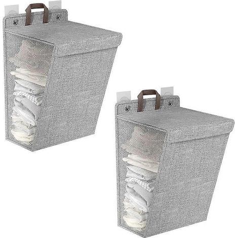 Panier à linge suspendu à grande ouverture, panier à linge portable, panier à linge sale suspendu avec couvercle et poignée (1/5)