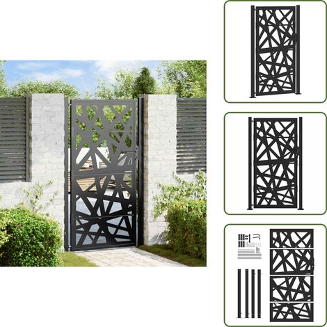 vidaXL Gartentor Schwarz 105x180 cm Stahl Lichtdesign (1/5)