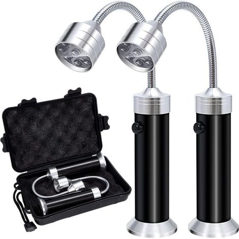 Lampe de barbecue, lot de 2 lampes LED avec base magnétique, accessoires de barbecue flexibles et rotatifs à 360°, éclairage portable pour camping, fête, extérieur, garage [Classe énergétique A+] (1/4)