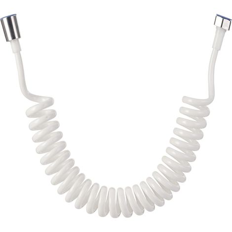 Tuyau bidet 2 m Flexible de Douche télescopique ABS Ressort de Remplacement Tuyau de Douche pour Salle de Bains Pommeau de Douche à Main de Toilette Bidet pulvérisateur blanc (1/5)
