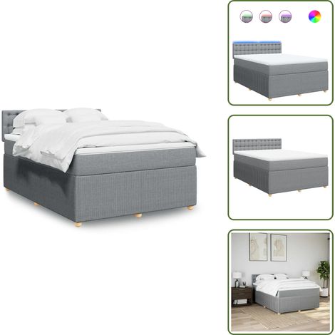 Sommier à lattes de lit avec matelas Gris clair 140x190cm Tissu - Sommier À Lattes De Lit - Sommiers À Lattes De Lit - Lit - Meuble De Chambre À Coucher (1/5)