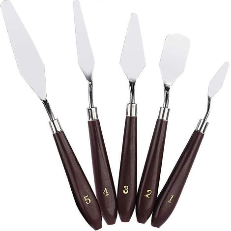 Ensemble de 5 couteaux à palette en acier inoxydable pour peinture à l'huile, grattoir, spatule et couteau à peindre (1/5)
