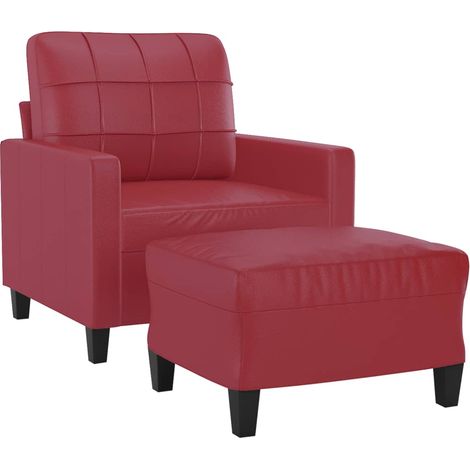 vidaXL Poltrona con Poggiapiedi Rosso Vino 60 cm in Similpelle (1/4)
