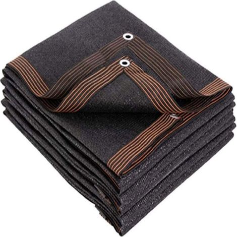 Toile d'ombrage 30 % anti-UV, filet noir avec œillets, idéale pour protéger les plantes et les fleurs sur une terrasse, un porche ou au bord d'une piscine. (1/5)