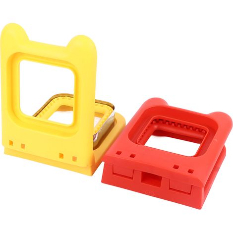 Quadratischer Sandwichausstecher in Rot und Gelb, Edelstahlmesserset, 2-teilige Ausstechform. (1/5)