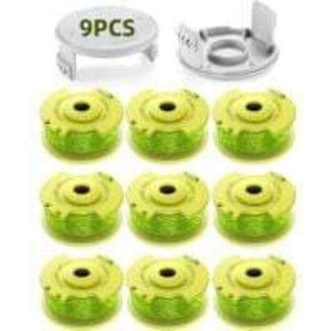 11 Paquet Modèle Actualisé Bobine Fil Coupe Bordure Convient pour Ryobi One +18v,24v,40v Coupe Bordures,Ø2.0mm et 3.4m Longueur AC14RL3A Remplacements Coupe Bordure(9 Bobine,2 Couvercle)
