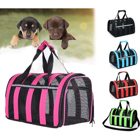Trasportino Cane Taglia Piccola 33x23x21cm Borsa Viaggio Traspirante Tracolla (1/5)