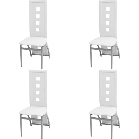 Esszimmerstühle 4 Stk. Weiß Kunstleder