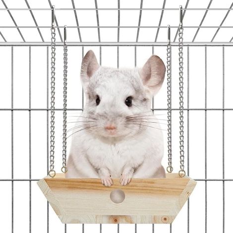 Hamac en bois naturel pour furets, suspension pour litière, jouets et accessoires pour cages en bois, maisons et plateformes d'enrichissement pour furets, enclos d'intérieur pour furets (1/4)