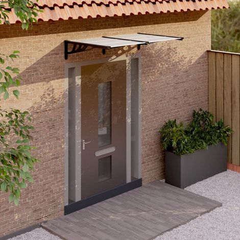 Auvent de porte Store extérieur Marquise Brise-soleil Noir et transparent 152,5x90 cm Polycarbonate XRYJX950366 (1/5)