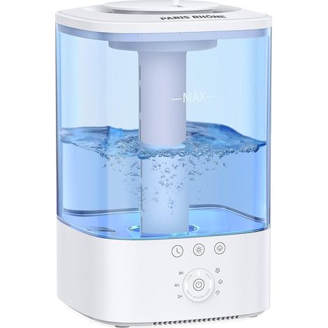 Humidificateur brouillard froid 3.5L Top Fill Humidificateur à ultrasons, 7 LED couleurs, contrôle tactile, 4 timers, 3 sorties brouillard, mode suspension, humidificateur silencieux (Blue) (1/5)