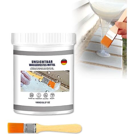 Produit de revêtement imperméabilisant transparent, liquide de scellement clair imperméable, pâte étanche imperméable pour toilettes, carrelage, murs, salles de bains, toits (1000g) (1/5)