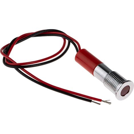 Voyant LED lumineux Rouge RS PRO, dia. 8mm, 24V c.c., IP67 ( Prix pour 1 ) (1/3)
