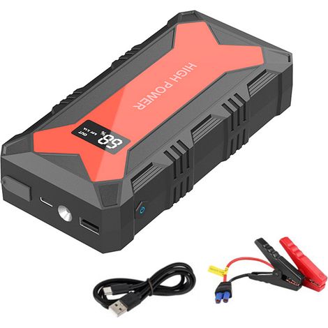 Puce portable pour voiture, MAX 1600A, chargeur automatique à batterie lithium-ion de 6400 mAh avec câbles intelligentes de serrage, charge rapide, lampe torche en 3 modes pour moteur essence 12V de 6 (1/5)