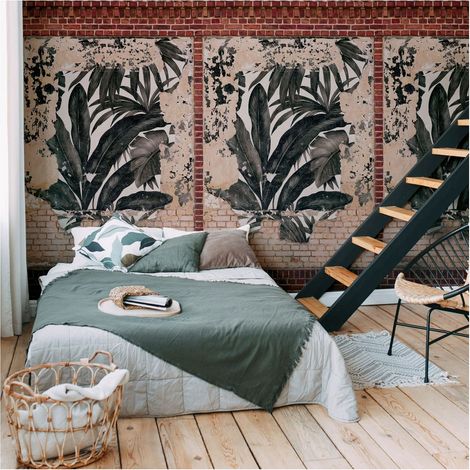 Photo wallpaper Profhome 392451 hot embossed non-woven wallpaper smooth brick look matt brown beige red anthracite 1.59 m x 2.8 m (1/4)