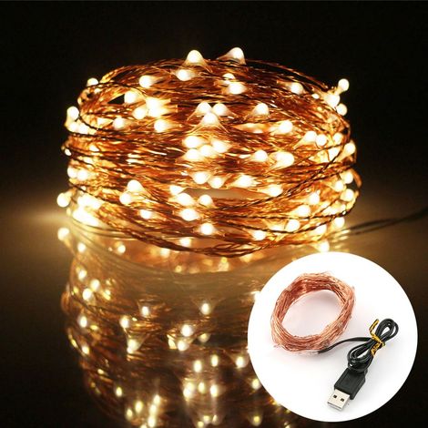 Guirlande Lumineuse LED - 20 M - Fil De Cuivre - Étanche Ip44 - Blanc Chaud - Intérieur Extérieur - 1 Pièce (1/5)