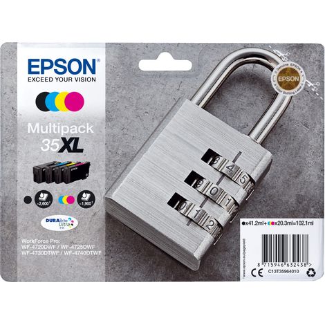 Epson Padlock C13T35964020 cartuccia d'inchiostro 1 pz Originale Resa elevata (XL) Nero, Ciano, Magenta, Giallo (1/2)
