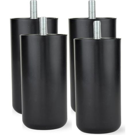 Piedini per Mobili, Letto Contenitore, Divano in PVC Nero - Altezza 12 cm - Gambe per letto, Tavolini, Poltrone e Pouf Facili da Montare- SET DA 4 (1/5)