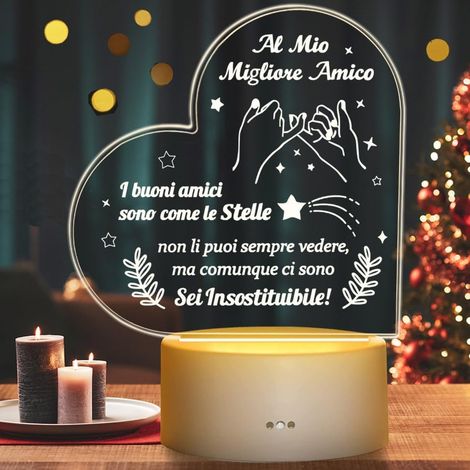 Statuetta LED Luminosa Regalo Personalizzato Amico 13.5x13.5 cm (1/2)