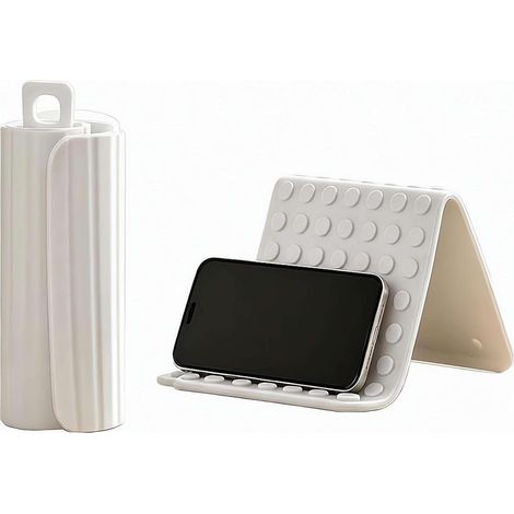 Support de téléphone pliable et flexible réglable à plusieurs angles - Support de tablette en silicone à suspendre avec mousqueton pour bureau, écran d'ordinateur, bord de bord, sac à dos de voyage (1/5)