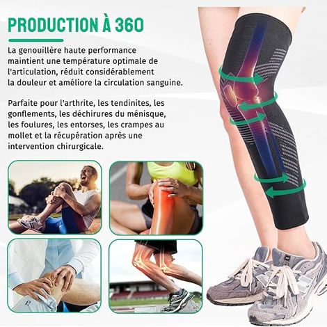 Maintien Compression Genouillère sport,Manchons de genou et jambe V2,Genouillere Arthrose Genou Genouillères pour Femmes/Hommes,Soutenir les douleurs articulaires,les dommages au ligament (1/4)