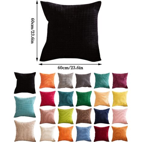 Kissenbezug-Set, 2-teiliges Set, gestreifter Kissenbezug aus Cord, 61 x 61 cm, Wohnzimmer-Dekokissenbezug, 2-teiliges Set.
