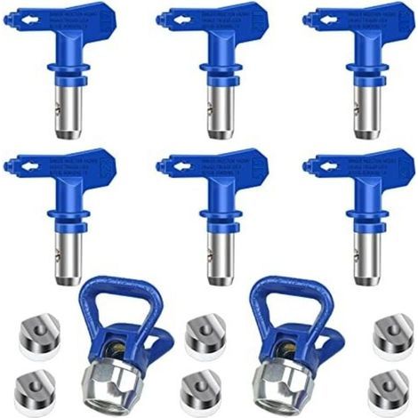 Set mit 6 reversiblen Airless-Sprühdüsen, Airless-Farbspritzpistolen, Sprühteile für Häuser, Gebäude, Terrassen, Zäune (211, 315, 417, 517, 515, 523) (1/5)