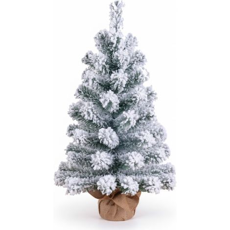 7house Mini-Weihnachtsbaum „Schneebedeckt“ mit Jutefuß, 60 cm