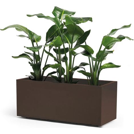 KEBE - VASO RETTANGOLARE IN RESINA-RUGGINE / 99.5x39.5x39.5