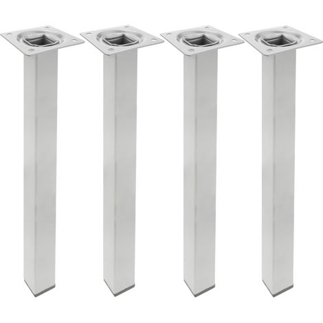 Pieds de table carrés en acier gris 40cm – Lot de 4 – Fixation facile sur surfaces planes – Charge maximale 75kg par pied – Primematik (1/5)