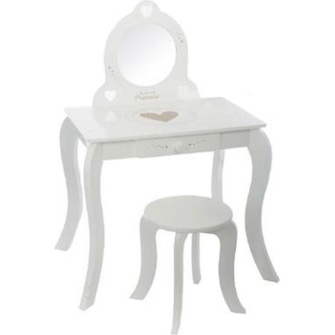Coiffeuse & Tabouret Enfant 92cm Blanc
