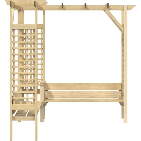 Tonnelle Barnum de Jardin, Pavillon, Pergola, Tente de jardin, d'angle avec banc Bois de pin imprégné OIB7167E (1/3)