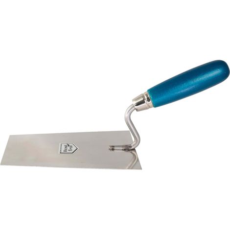 Truelle de plâtrier et de maçon tyrolienne inoxydable avec manche en bois bleu, truelle de plâtrier, truelle à plâtre, truelle à lisser, spatule, outil pour enduire, 16cm (1/2)