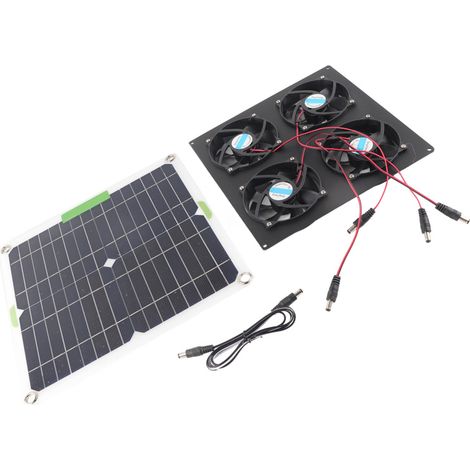 Kit de ventilador solar impermeable de silicio monocristalino de 4 puertos para invernaderos