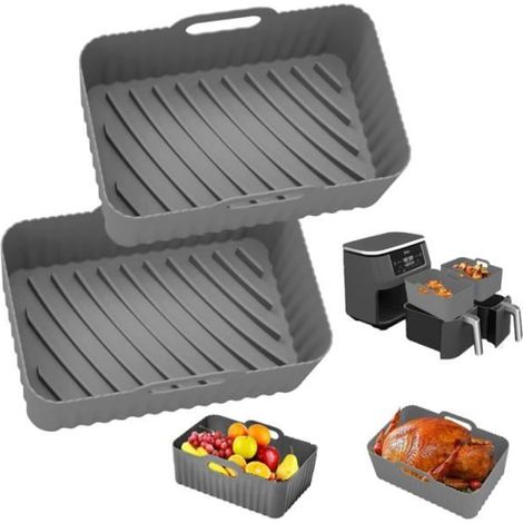 Accessoire Air Fryer 19.5cm, 2 Pièces Pot en Silicone pour Friteuse à Air, Air Fryer Silicone Pot Panier, Réutilisable Aux fours (1/4)